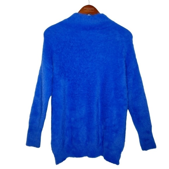 FOR THE REPUBLIC COBALT Blue Fuzzy Mock Neck Sweater Size Small - Picture 10 of 14